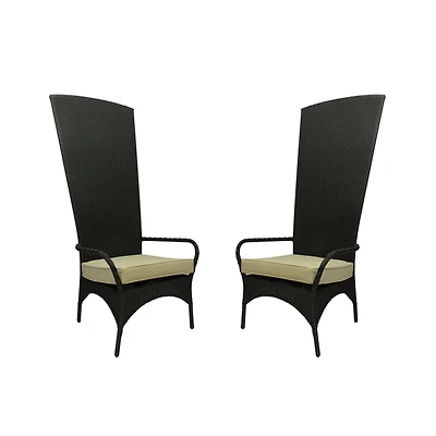 Black Resin Wicker Outdoor Patio King Chairs Set