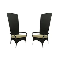 Black Resin Wicker Outdoor Patio King Chairs Set