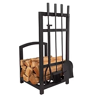 Hastings Home Black Fireplace Tool Set & Rack