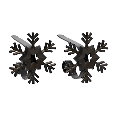 Haute Decor Matte Black Original MantleClips with Snowflake Icon, 2ct.
