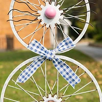 Glitzhome® 38" Easter Wheel Bunny Metal Décor