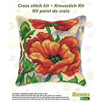 Orchidea Cushion Cross Stitch Kit Poppy