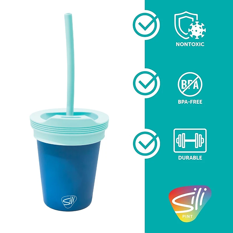 Silipint® 8oz. Deep Pool Kids Silicone Straw Tumblers, 2ct.