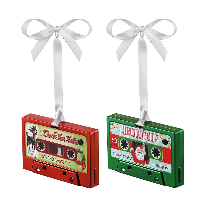 Mr. Christmas 3.8" Musical Cassette Ornaments​, 12ct.