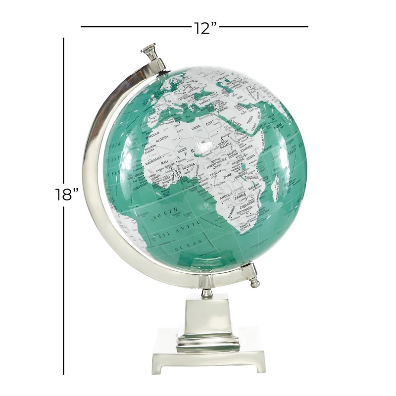 12" Teal Aluminum Modern Globe