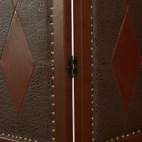 Dark Brown Wood Traditional Room Divider Screen, 71" x 64" x 1"