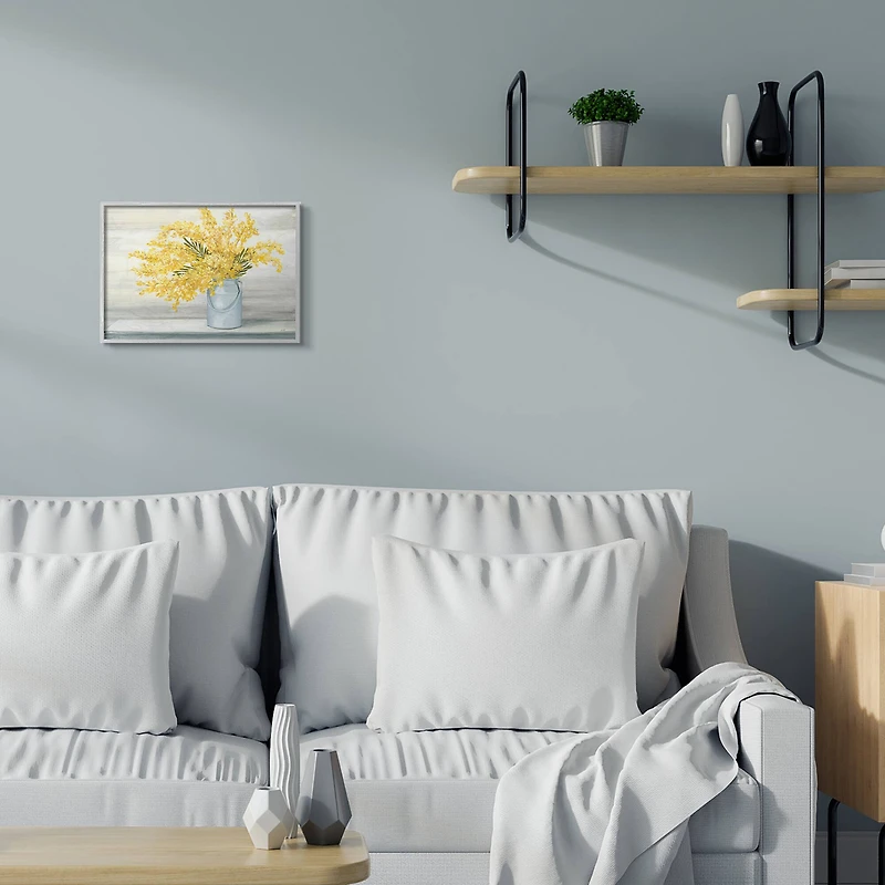 Stupell Industries Golden Fall Bouquet in Milk Tin Wall Art in Gray Frame