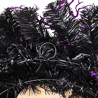 24'' Unlit Purple and Black Spooky Skeleton Pine Halloween Wreath