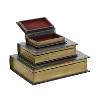 Brown Wooden Traditional Book Box Set
