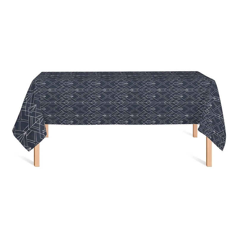 Navy & White Geometric Diamond Tablecloth