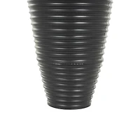 Black Ribbed Floor Metal Vase Set with Horizontal Grooves