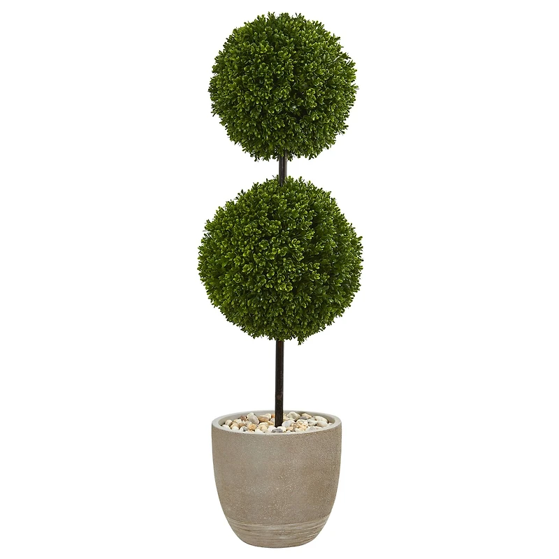 4ft. UV Resistant Boxwood Double Ball Topiary Artificial Tree in Oval Planter
