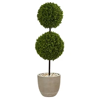 4ft. UV Resistant Boxwood Double Ball Topiary Artificial Tree in Oval Planter