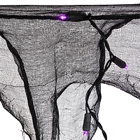 4ft. Pre-Lit Purple LED Halloween Black Gauze Drape Lights