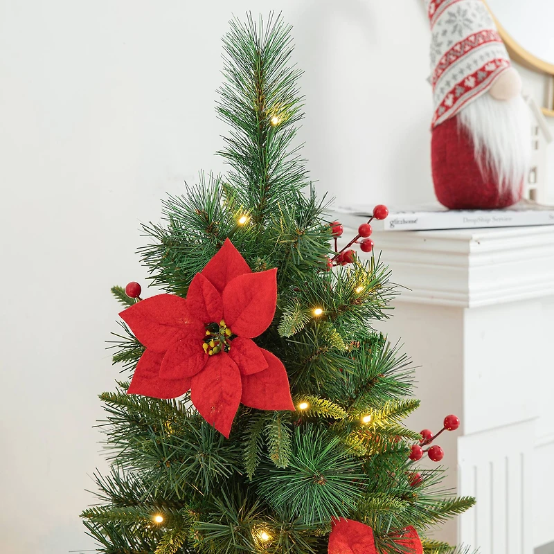 2 Pack 4ft. Pre-Lit Pine Artificial Christmas Porch Tree