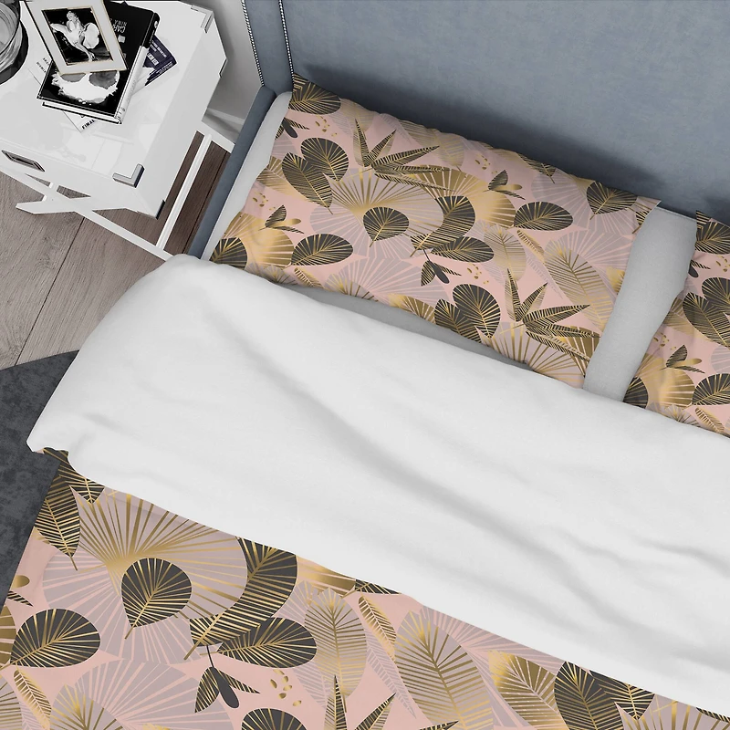Designart 'Golden Foliage III' Mid-Century Duvet Cover Set