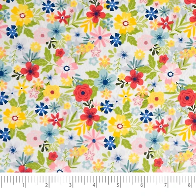 SINGER® White Floral Cotton Fabric