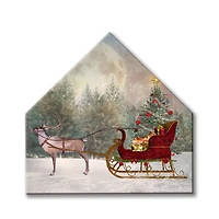 Reindeer Sled In Moonlight Canvas Wall Art