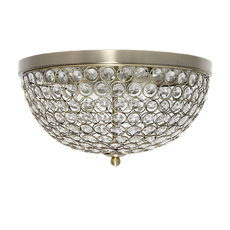 Lalia Home 13" Antique Brass Glam 2-Light Dome Flush Mount