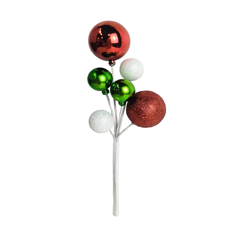 10" Red, Green & White Ball Ornament Pick by Ashland®
