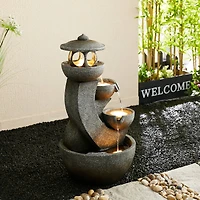 Glitzhome® 32" 4-Tier LED Pagoda Outdoor Fountain