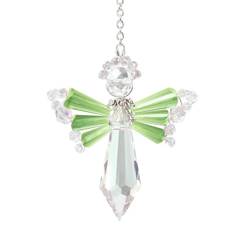 Solid Oak August/Peridot Birthstone Angel Crystal Suncatcher Ornament Kit