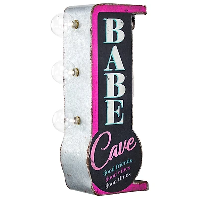 Babe Cave Vintage Mini Metal LED Marquee Wall Sign