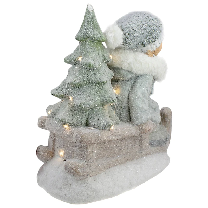 15" Lighted Girl On Sled Tabletop Decoration