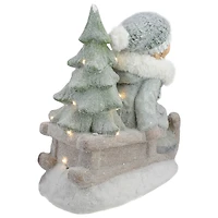 15" Lighted Girl On Sled Tabletop Decoration
