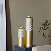 Light Grey Metal Glam Vase, Set of 2