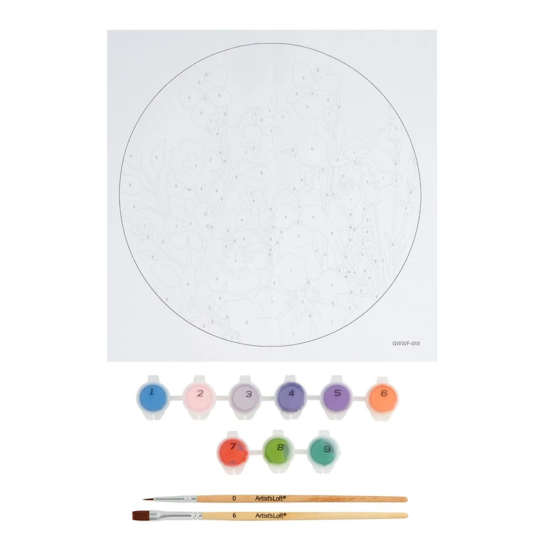 Flowers Paint-by-Number Round Plywood Surface Kit by Artist's Loft®