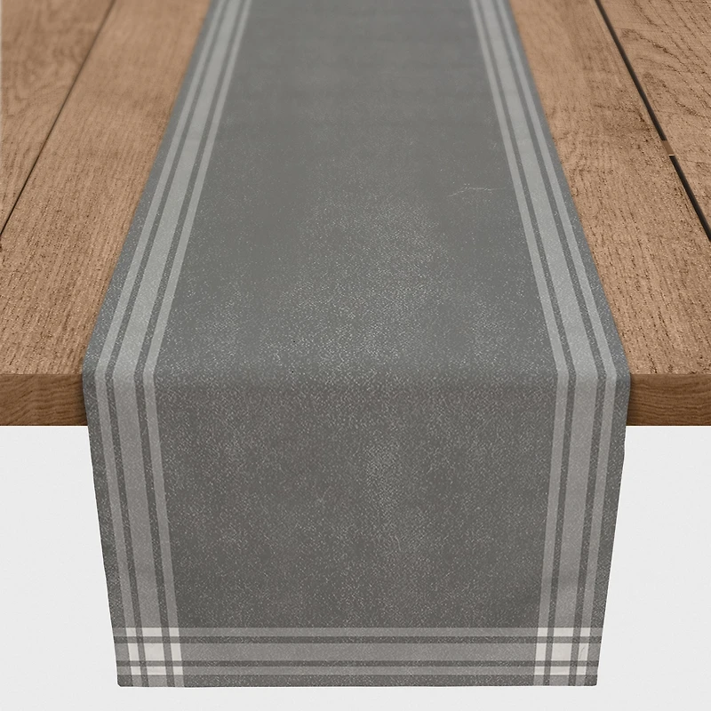 72" Gray Simple Stripes Cotton Twill Runner