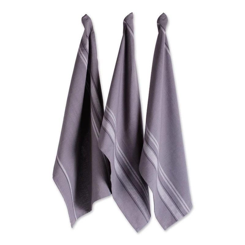 DII® Gray Chambray French Stripe Woven Dishtowel, 3ct.