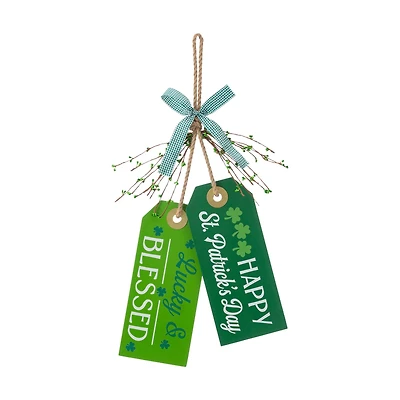 Glitzhome® 24" St. Patrick's Wooden Doorknob Hanging Décor