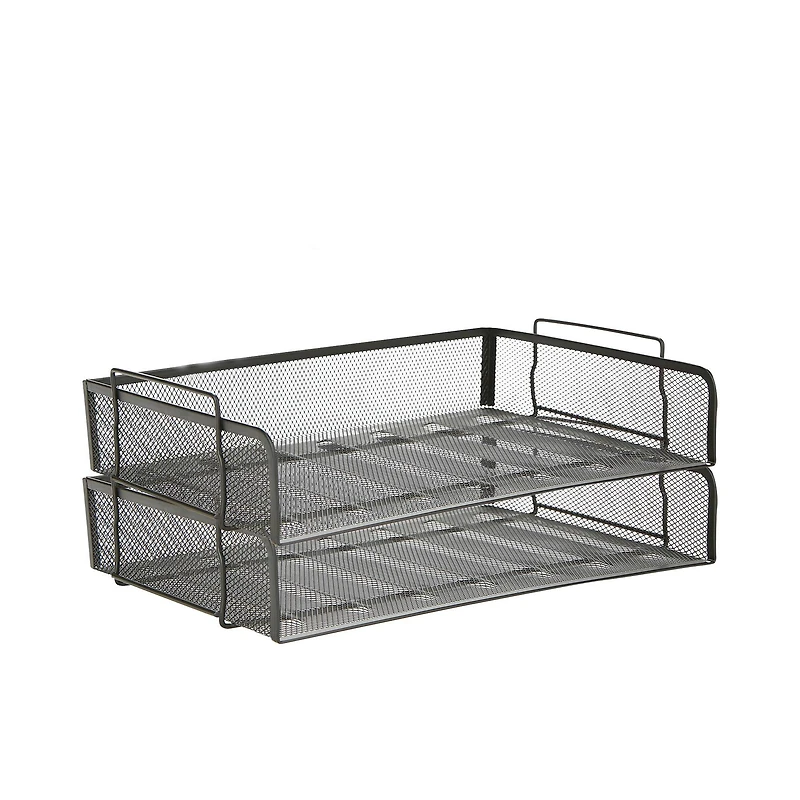 Mind Reader Stackable Metal Mesh Tray & Desk Document Organizer Set