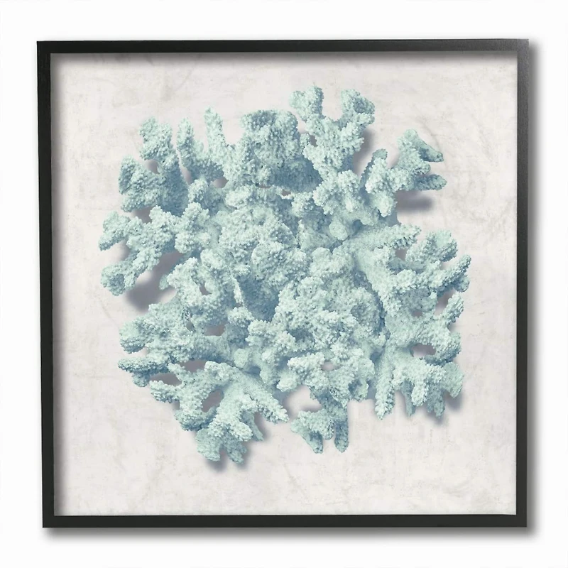 Stupell Industries Coral Blue Sea Beach Design Black Framed Wall Art