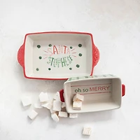 Hello Honey® 2.5qt. Santa Stop Here Hand-Painted Stoneware Baker with Handles