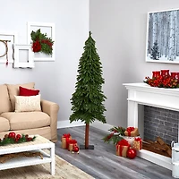 6ft. Pre-Lit Grand Alpine Artificial Christmas Tree, Clear LED Lights
