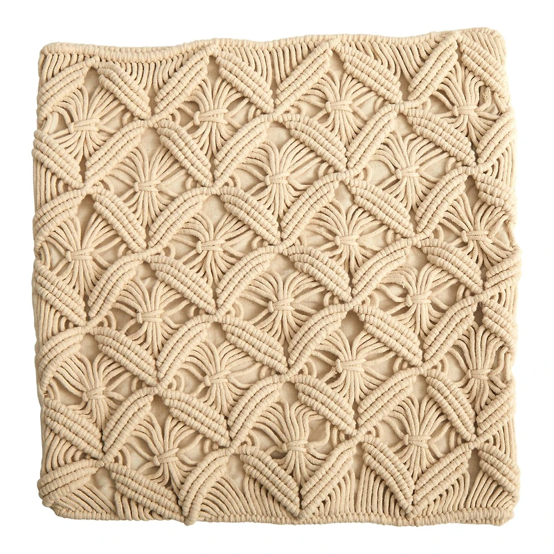 18" Bohemian Diamond Woven Macramé Pillow Cover