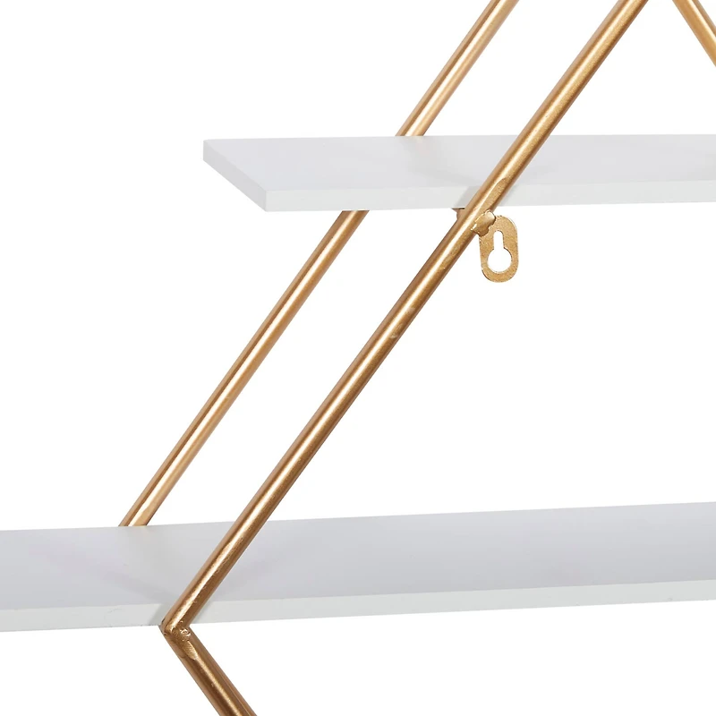 20" Gold Wood Glam Wall Shelf Set