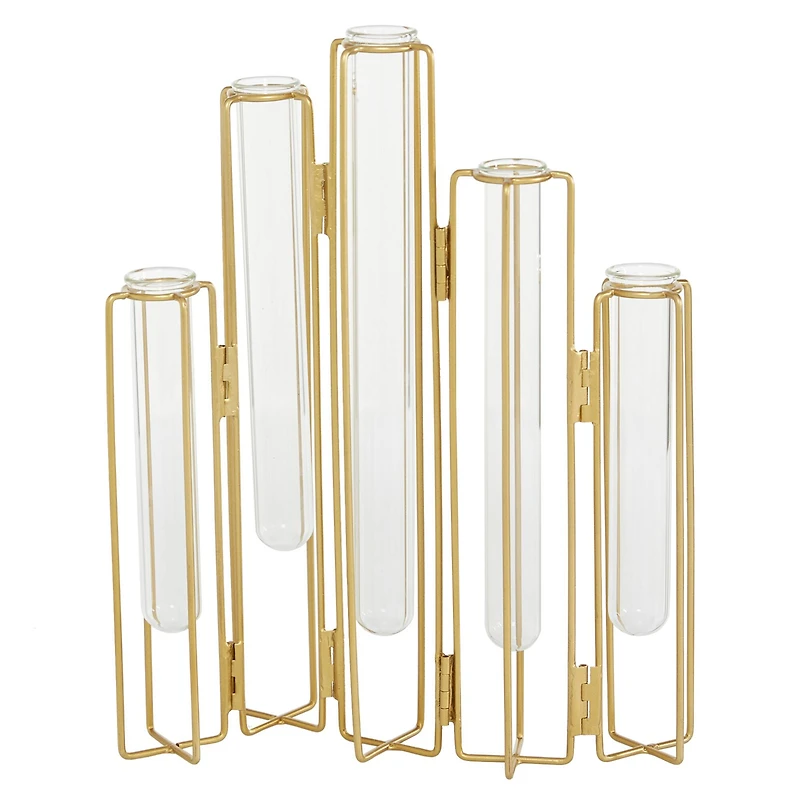 Gold Metal Contemporary Vase, 12" x 10" x 3"