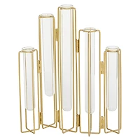 Gold Metal Contemporary Vase, 12" x 10" x 3"