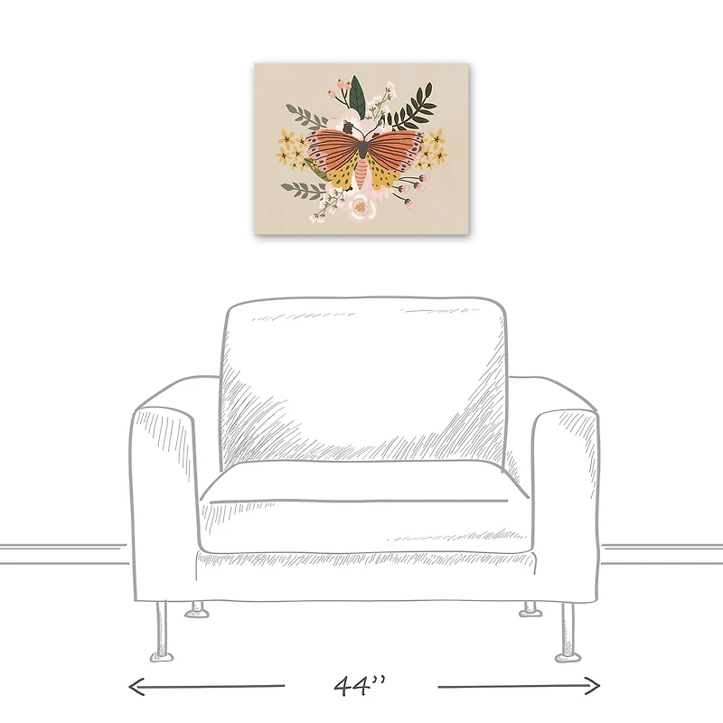 Folksy Flutter White 16" x 20" Canvas Wall Art
