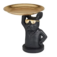 Black Polystone Traditional Sculpture, 14" x 15" x 14"