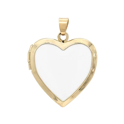Gold & White Enamel Heart Locket by Bead Landing™