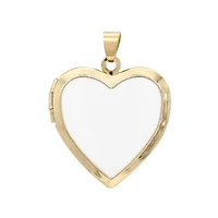 Gold & White Enamel Heart Locket by Bead Landing™