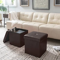 Simplify Faux Leather Folding Storage Ottoman Cube