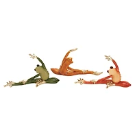 Set of 3 Gold Eclectic Polystone Frog Sculpture 8" x 5"