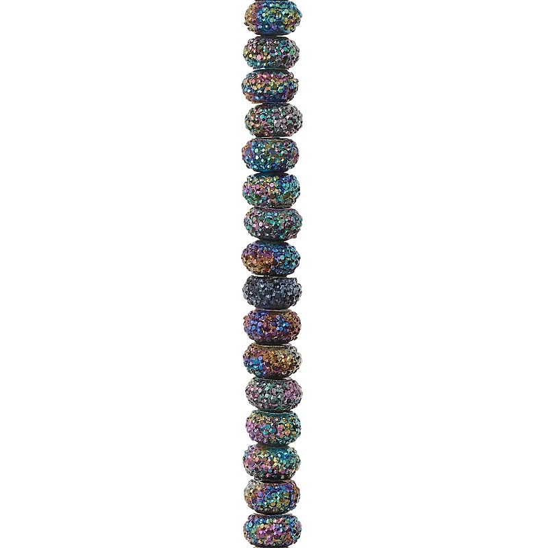 12 Packs: 38 ct. (456 total) Blue Iridescent Resin Rondelle Beads, 8mm by Bead Landing™