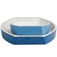Blue & White Nesting Coastal Boat Tray Set